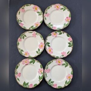 Vintage Set of 6 Franciscan Desert Rose Bread & Butter Dessert Plates 6 1/4"